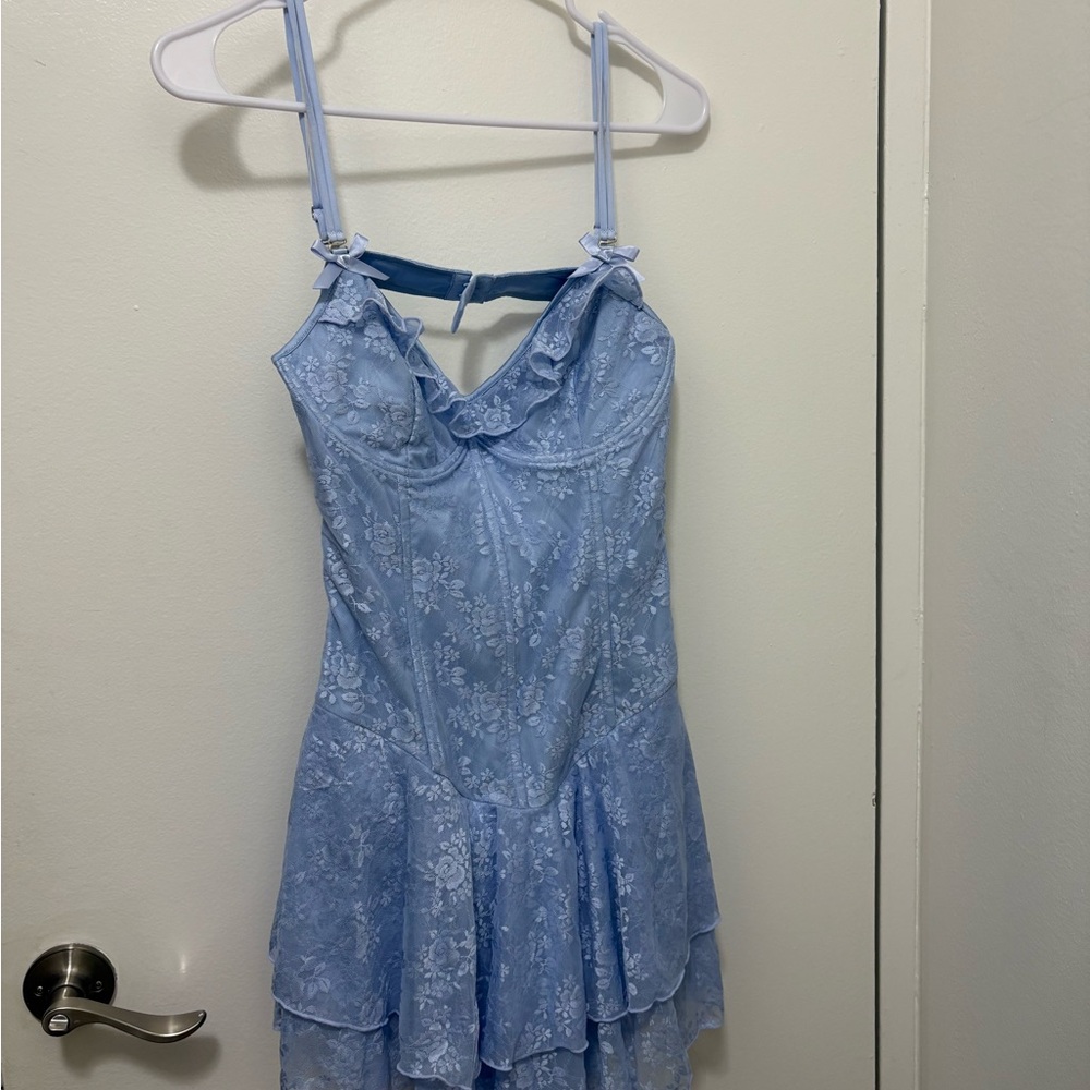 Elegant Blue Lace Dress